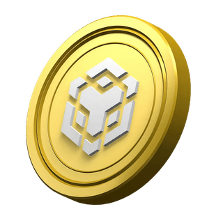 Moeda BNB decorativa no bloco de informações da plataforma